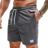 Herren Shorts mit Kordelzug und aufgenähtem Etikett – Grau