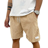 Herren Shorts mit Kordelzug und aufgenähtem Etikett – Beige