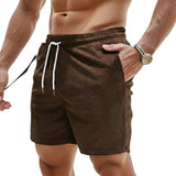 Herren Shorts mit Kordelzug und aufgenähtem Etikett – Braun