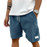 Herren Shorts mit Kordelzug und aufgenähtem Etikett – Blau