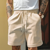 Herren Shorts mit Kordelzug und Umschlagsaum – Beige