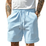 Herren Shorts mit Kordelzug und Umschlagsaum – Hellblau