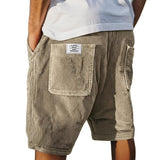 Herren Shorts mit Rippenstruktur und aufgesetzten Taschen – Khaki