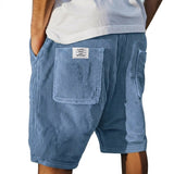 Herren Shorts mit Rippenstruktur und aufgesetzten Taschen – Blau