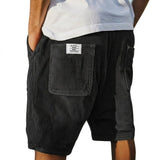 Herren Shorts mit Rippenstruktur und aufgesetzten Taschen – Schwarz