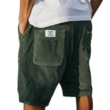 Herren Shorts mit Rippenstruktur und aufgesetzten Taschen – Dunkelgrün
