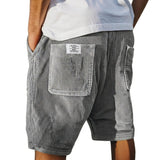 Herren Shorts mit Rippenstruktur und aufgesetzten Taschen – Grau