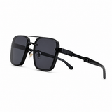 Herren Sonnenbrille mit eckigen Gläsern und Doppelsteg – Schwarz