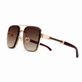 Herren Sonnenbrille mit eckigen Gläsern und Doppelsteg – Braun