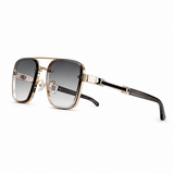 Herren Sonnenbrille mit eckigen Gläsern und Doppelsteg – Gold