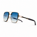 Herren Sonnenbrille mit eckigen Gläsern und Doppelsteg – Himmelblau