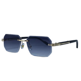 Herren Sonnenbrille mit geometrischen Gläsern und Metallsteg – Graugrün