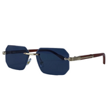 Herren Sonnenbrille mit geometrischen Gläsern und Metallsteg – Goldgrau