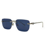 Herren Sonnenbrille mit quadratischen Gläsern und verziertem Bügeldetail – Goldgrau