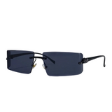 Herren Sonnenbrille mit rechteckigen Gläsern und dekorativem Bügeldetail – Schwarz Grau