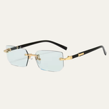 Herren Sonnenbrille mit rechteckigen Gläsern und Metallsteg – Himmelblau