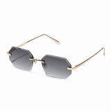 Herren Sonnenbrille ohne Rahmen mit achteckigen Gläsern und Metallbügeln – Goldverlauf Grau