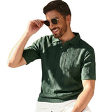 Herren Strick-Poloshirt mit Knopfleiste – Armeegrün