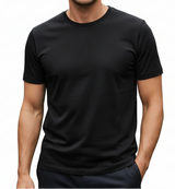 Herren T-Shirt mit kurzen Ärmeln, Rundhalsausschnitt und geradem Saum – Schwarz