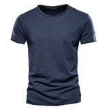 Herren-T-Shirt mit Rundhalsausschnitt und Flammgarn-Struktur – Marineblau