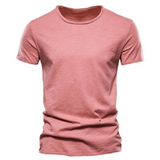 Herren-T-Shirt mit Rundhalsausschnitt und Flammgarn-Struktur – Rosa