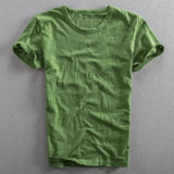 Herren T-Shirt mit Rundhalsausschnitt und Slub-Struktur – Armeegrün
