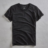 Herren T-Shirt mit Rundhalsausschnitt und Slub-Struktur – Schwarz