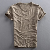 Herren T-Shirt mit Rundhalsausschnitt und Slub-Struktur – Khaki