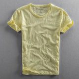 Herren T-Shirt mit Rundhalsausschnitt und Slub-Struktur – Gelb
