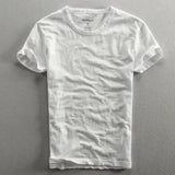Herren T-Shirt mit Rundhalsausschnitt und Slub-Struktur – Weiß