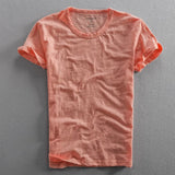 Herren T-Shirt mit Rundhalsausschnitt und Slub-Struktur – Rosa