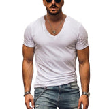 Herren-T-Shirt mit V-Ausschnitt und kurzen Ärmeln – Weiß