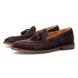 Herren Tassel-Loafer mit Velours-Optik und Mokassin-Naht – Braun