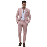 Herren-Zweiteiler mit strukturiertem Blazer und schmal geschnittener Hose – Rosa