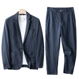 Herren Zweiteiliger Anzug mit Einreihigem Sakko und Gerader Hose – Blau