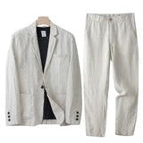 Herren Zweiteiliger Anzug mit Einreihigem Sakko und Gerader Hose – Beige