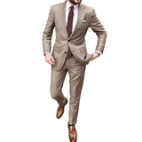 Herren Zweiteiliger Anzug mit Knopfverschluss – Khaki