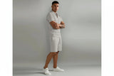 Herren Zweiteiliges Set Poloshirt mit Reißverschluss und kurze Hose – Grau