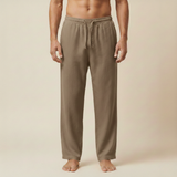 Herrenhose mit Kordelzug und geradem Bein – Khaki