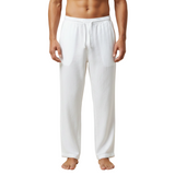 Herrenhose mit Kordelzug und geradem Bein – Weiß
