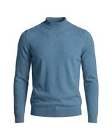 Herrenpullover mit langen Ärmeln, Stehkragen und gerader Form – Blau