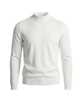 Herrenpullover mit langen Ärmeln, Stehkragen und gerader Form – Weiß