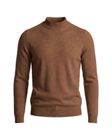 Herrenpullover mit langen Ärmeln, Stehkragen und gerader Form – Braun