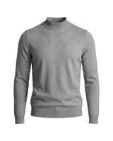 Herrenpullover mit langen Ärmeln, Stehkragen und gerader Form – Grau