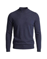 Herrenpullover mit langen Ärmeln, Stehkragen und gerader Form – Dunkelblau