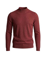 Herrenpullover mit langen Ärmeln, Stehkragen und gerader Form – Burgund
