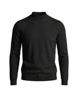 Herrenpullover mit langen Ärmeln, Stehkragen und gerader Form – Schwarz