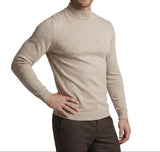 Herrenpullover mit langen Ärmeln, Stehkragen und gerader Form – Khaki