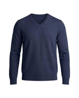 Herrenpullover mit langen Ärmeln, V-Ausschnitt und gerader Form – Blau