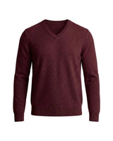 Herrenpullover mit langen Ärmeln, V-Ausschnitt und gerader Form – Burgund